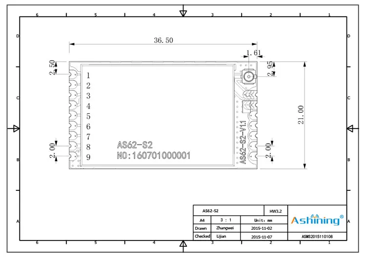 AS62-S2 433 МГц 1 Вт LoRa Sx1278 беспроводной передатчик приемник РЧ модуль