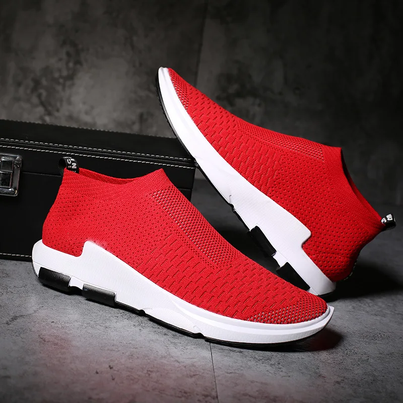 Breathable Sport Athletic Running Shoes for Men Breathable Stretch Socks Sneakers Men Super Light Outdoors Jogging Trainers