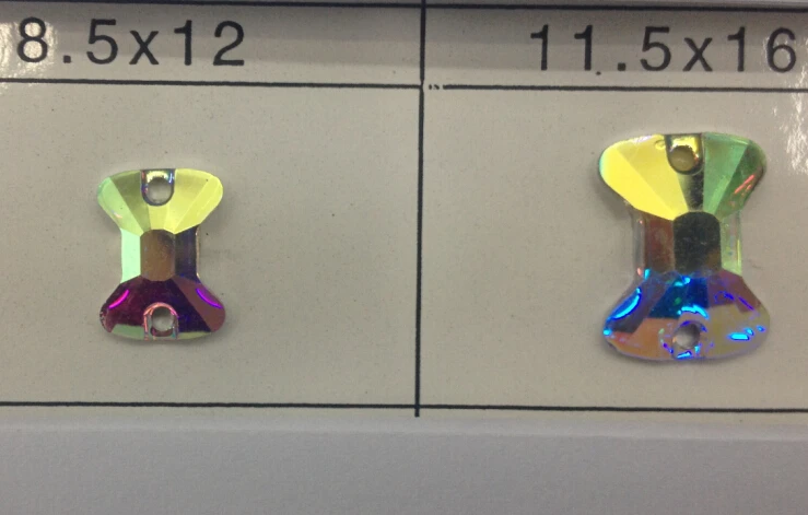 

Free shipping~!100pcs/lot, 8.5x12mm,11.5x16mm Bow Tie crystal AB color Flat Back Sew On Resin stones .