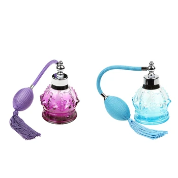 

2Pcs Vintage Crystal 100ml Perfume Bottles with Long Spray Atomizer Atomiser Travel Refillable Pump Spray Bottles