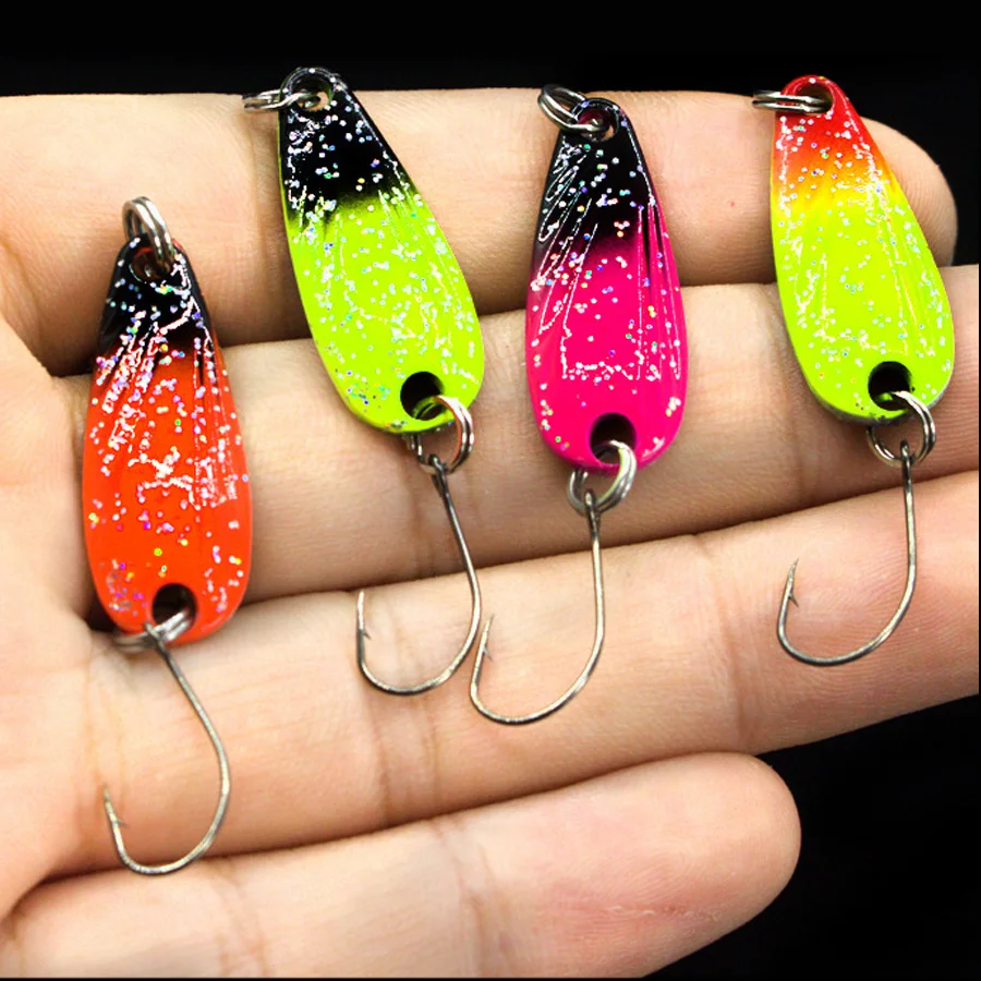 4pcs Mini Spoon Jig Trout Bass Winter Tackle Fishing Lure Set Metal Single Hook Spinnerbait Stream Artificial Bait Hard Wobbler - Image 2