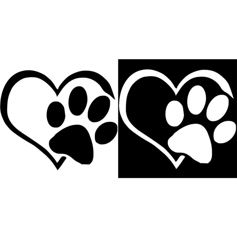 Dog Cat Paw Print Car Sticker Lovely Heart Shaped for Camper Van Motorcycles Waterproof Vinyl Decal for Car Styling