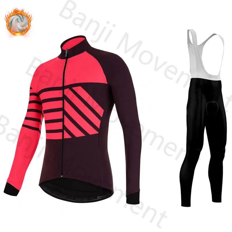 cycling jersey set 3 Профессиональная команда, мужские куртки для велоспорта, Зимняя Теплая Флисовая Джерси для велоспорта, теплая одежда для горного велосипеда, куртка, новинка Santini - Цвет: cycling jersey set 3
