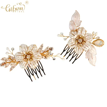 

Handmade Bridal Hair Accessories Delicate Floral Wedding Hair Comb Set Women Hair Ornament Headpiece