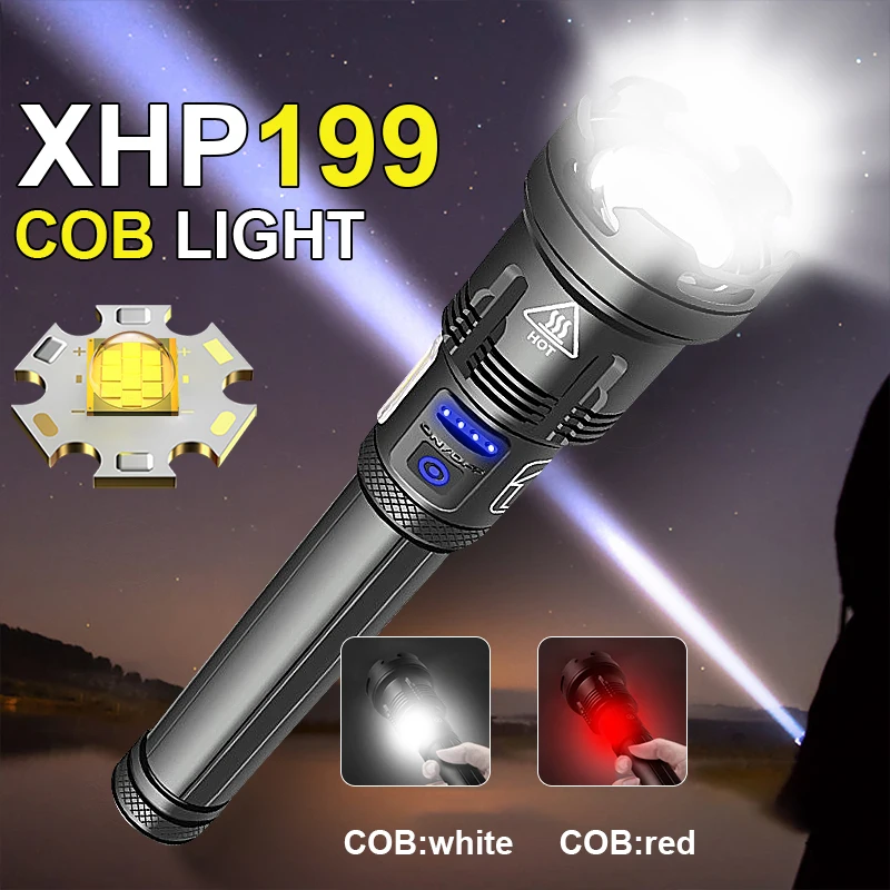 Newest XHP199 Super Powerful Led Flashlight 18650 XHP160 XHP70.2 Torch USB Rechargeable Tactical COB Flash Light | Лампы и освещение