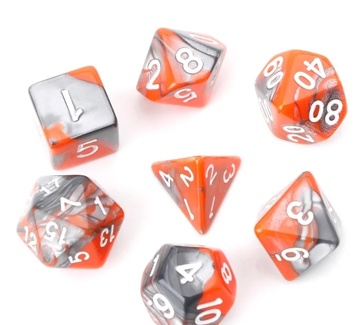 Orange 7 шт./компл. акриловые многогранные кубики для трпг Настольная игра «Подземелья и Драконы» D4-D20 костюм для настольных игр - Цвет: Orange