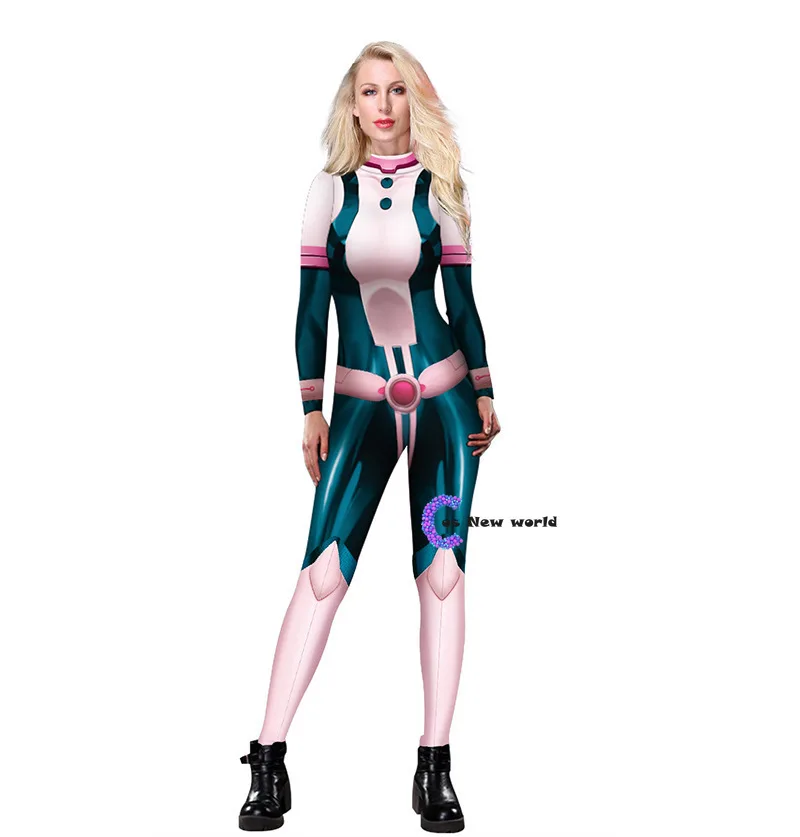 Комбинезон для косплея Samus моя геройская Академия Asui Tsuyu зеленый Uraraka розовый Zentai