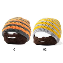Beanie Hat Adjustable Winter Warm Knit Beard Face Mask Hat Beard Funny Knit Hat Ski Fake Beard Face Mask