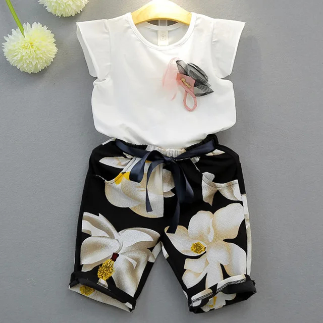 az2136 white Комплект для девочек из 2 предметов Bear Leader, летняя модная футболка без рукавов+ повседневные штаны - Цвет: az2136 white