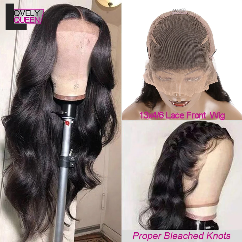 

LOVELYQUEEN 13x4/13X6 Lace Front Wig Brazilian Body Wave Human Hair Wigs 150% Density Medium Ratio Remy Hair For Black Women
