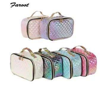 

FAROOT Women's Cosmetic Bag Purses Portable Leather Cosmetics Jewelry Clutch Zipper Small Object Clutch Hot Wholesale