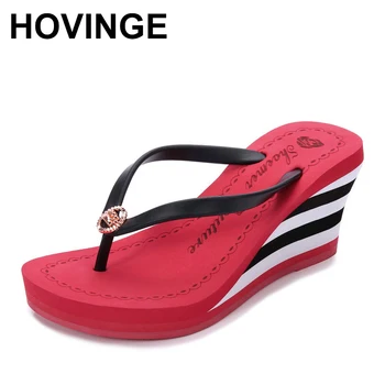 

HOVINGESpecial offer summer comfortable sandals women bohemian beaded slope with platform sandals fashion thongs shoes woman san