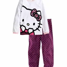 Новая модная Детская осенняя Пижама, комплект одежды, одежда для сна с героями мультфильмов для девочек, детские костюмы с длинными рукавами+ штаны, Детская домашняя одежда