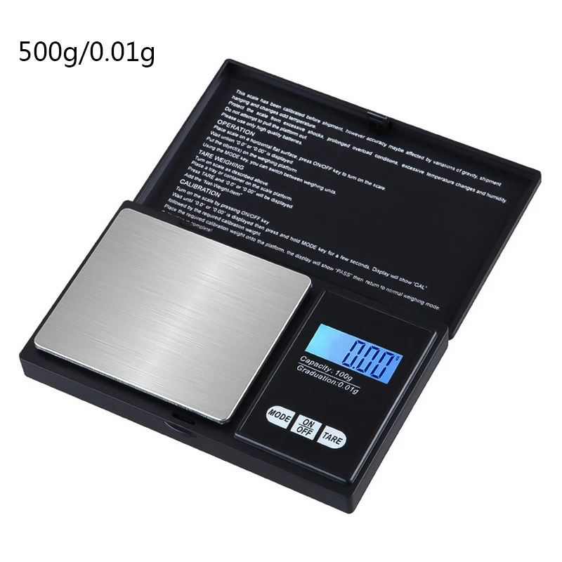 500g-0.01g Urijk 1 шт. цифровые весы 100/200/300/500/1000g 0,01/0,1g точный ЖК-дисплей Дисплей карманные весы в граммах Вес для Кухня ювелирные изделия наркотиков - Цвет: 500g-0.01g
