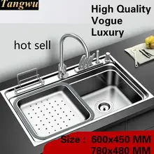 Роскошная кухонная раковина для мытья овощей, 304 стандарт нержавеющей стали, горячая распродажа, 60x45/78x48 см