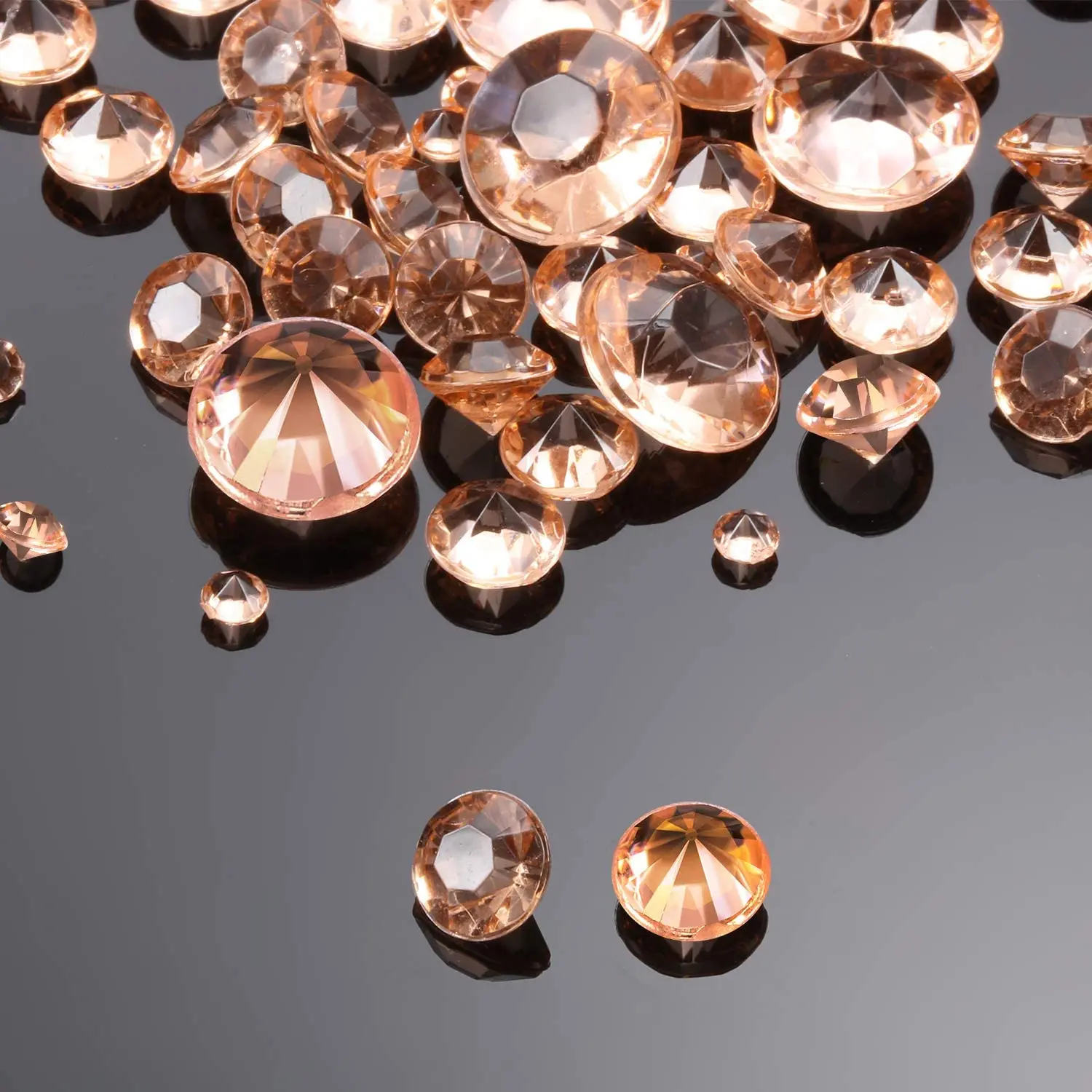 Rose Gold Table Confetti 4Sizes Wedding Crystals Acrylic Diamonds Rhinestones Vase Fillers for Birthday Baby Shower Party Tables