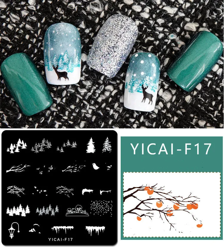 

Rectangle Nail Art Stamping Template Christmas Day 3D Snowflakes Flower Maple Leaf Manicure Image Plate DIY Nail Painting De