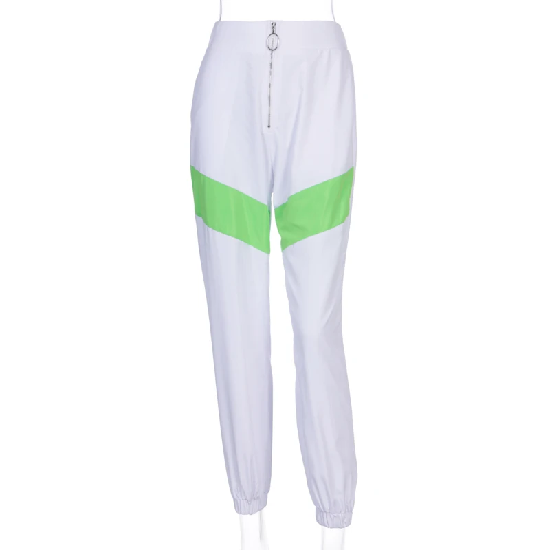 Hugcitar с высокой талией на молнии лоскутные брюки карго Осень Зима Женское steetwear наряды ветрозащитные штаны