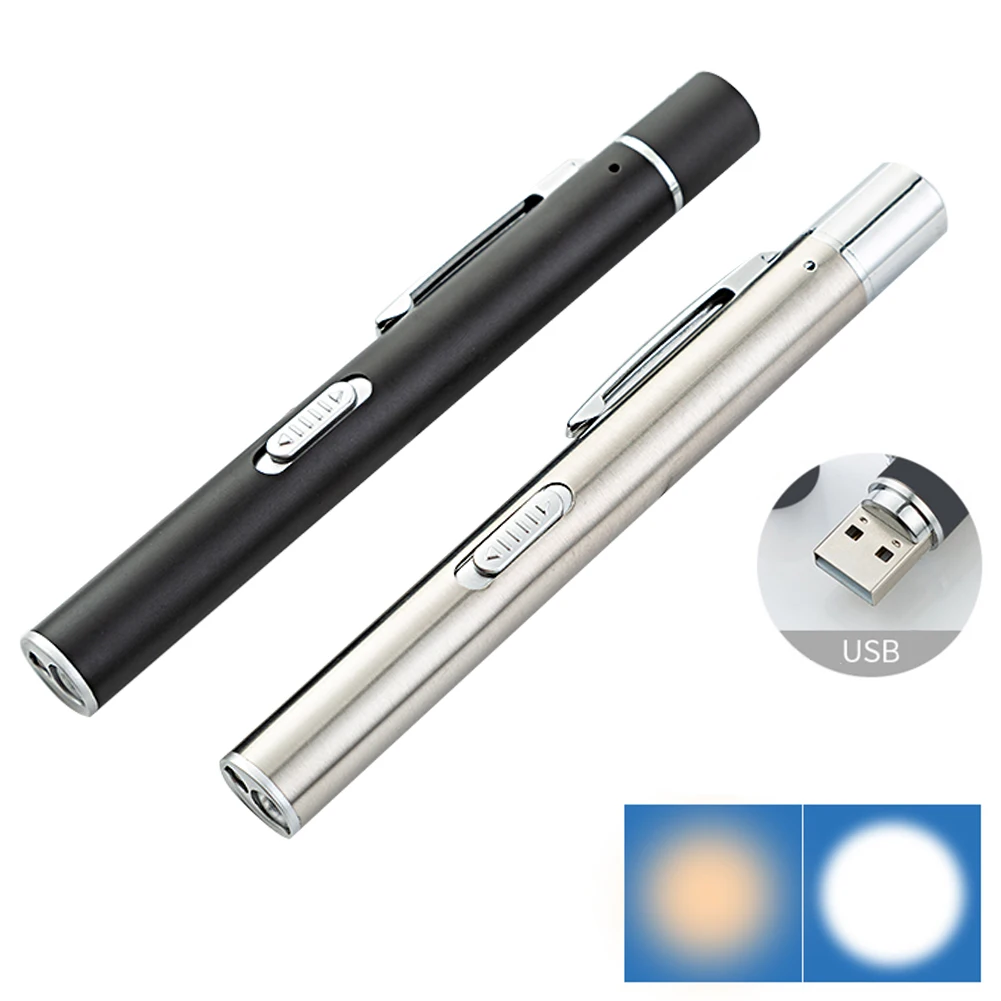 Portable Mini Medical Handy Pen Light USB Rechargeable Dual Color Nursing Penlight Flashlight for Students expert | Дом и сад