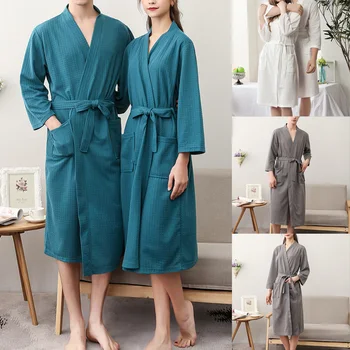 

Women/Men Kimono Bathrobe Sleepwear Spa Robe Nightwear Unisex Nightgown H9