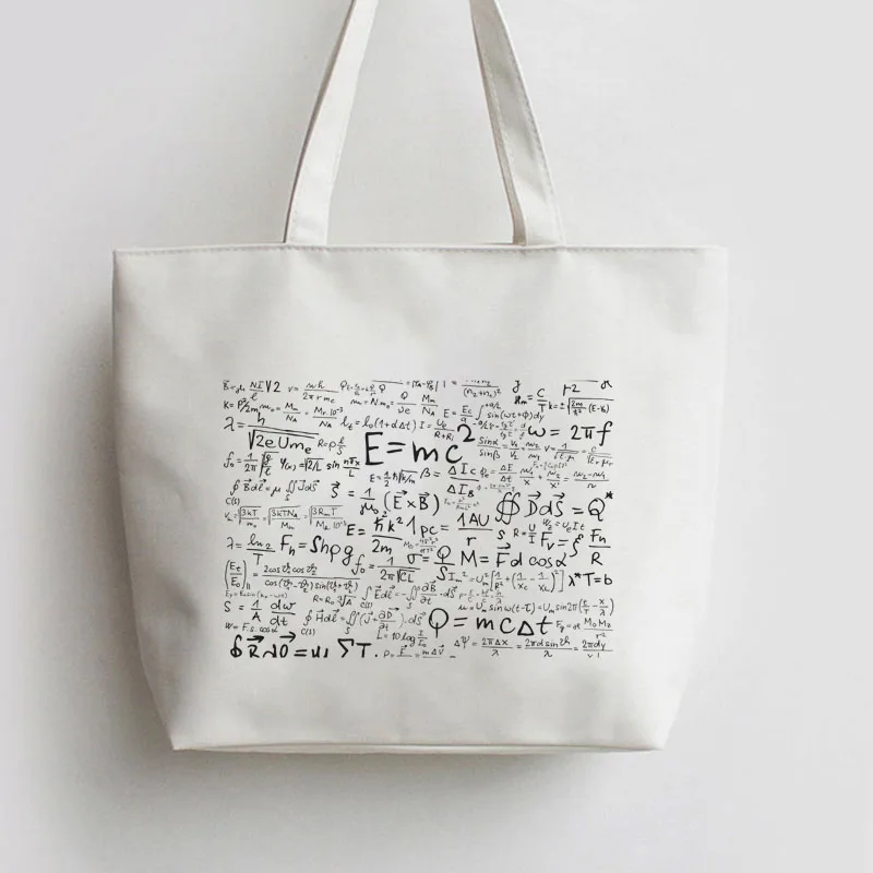 Mathematical formulas Horizontal Canvas Tote bag Cartoon Shopping bags Shoulder Reusable Bag AN402 AN372 - Цвет: 1