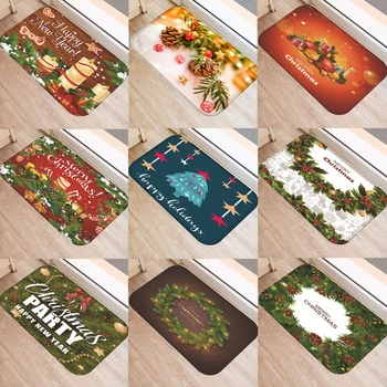 

Christmas Tree Pattern Kitchen Entrance Door Mat Coral Velvet Carpet Rubber Colorful Indoor Floor Mats Non-Anti-Slip Rug 48236