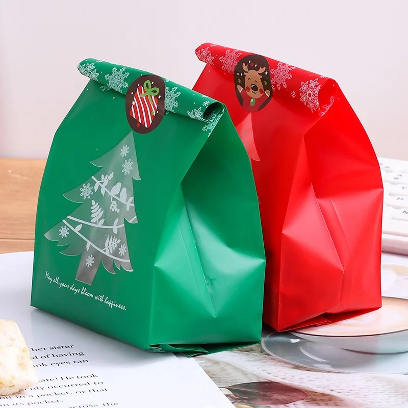 50Pcs Snowflake Christmas Tree Gift Bags Merry Christmas Baking Packaging Bag Candy Boxes Xmas Decorations for Home 2021 Navidad