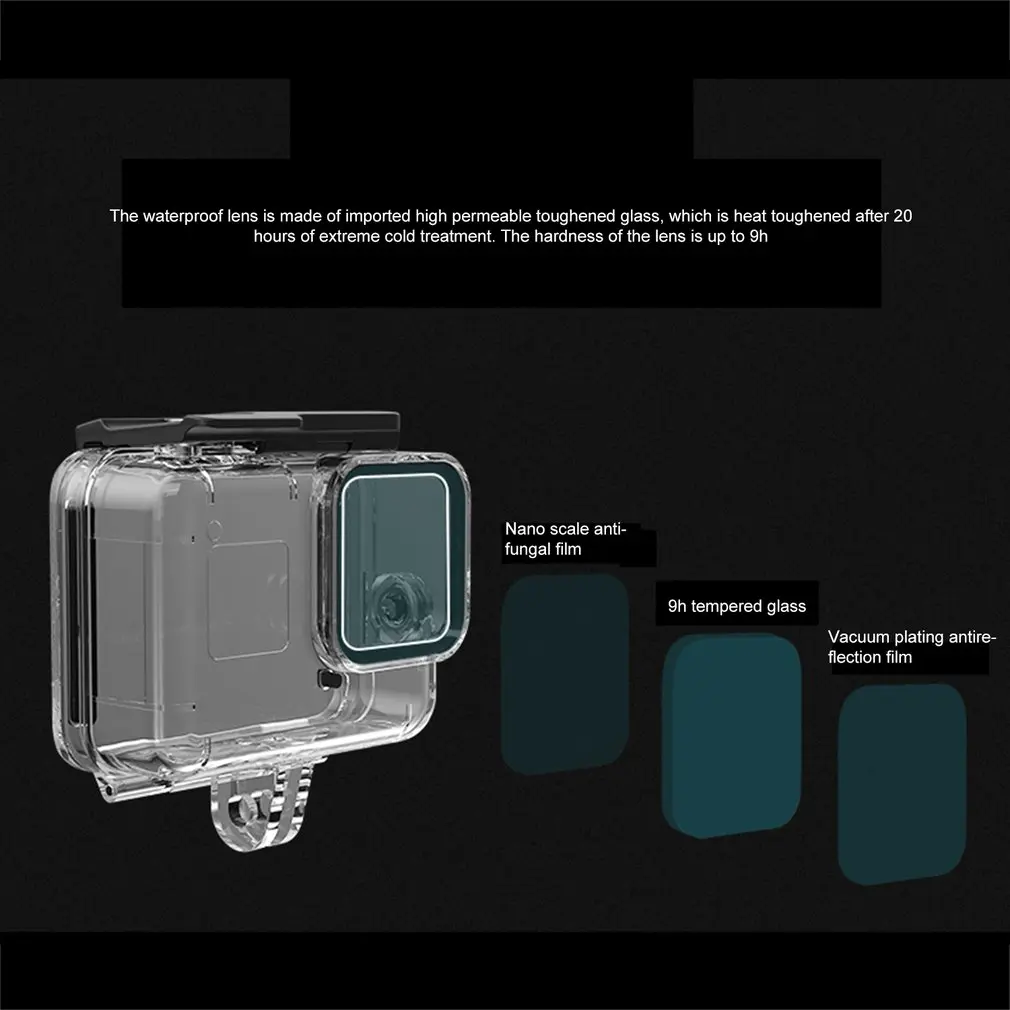 60 м подводный водонепроницаемый чехол для GoPro Hero 8 защитный чехол Корпус черный объектив камеры фильтры 60 м Дайвинг Плавательный набор