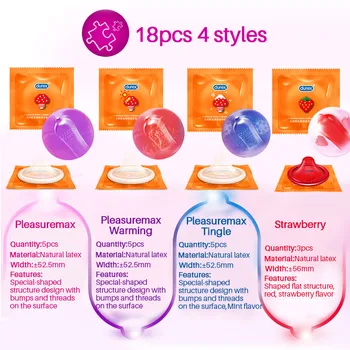Durex Large 56mm Condom XL Sex Ice Fire Mixed 4 Style Large Particle Big Dotted Thread Natural Rubber Penis Sleeve Sex Toys For