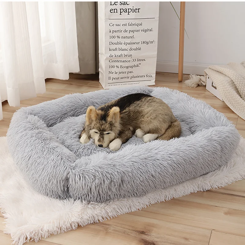 

Plush Square Cat Bed Dog Pet Kennel Solid Color Cat Mat Winter Cushions Soft Warm Cat Carpet For Little Medium Large Dog Pets