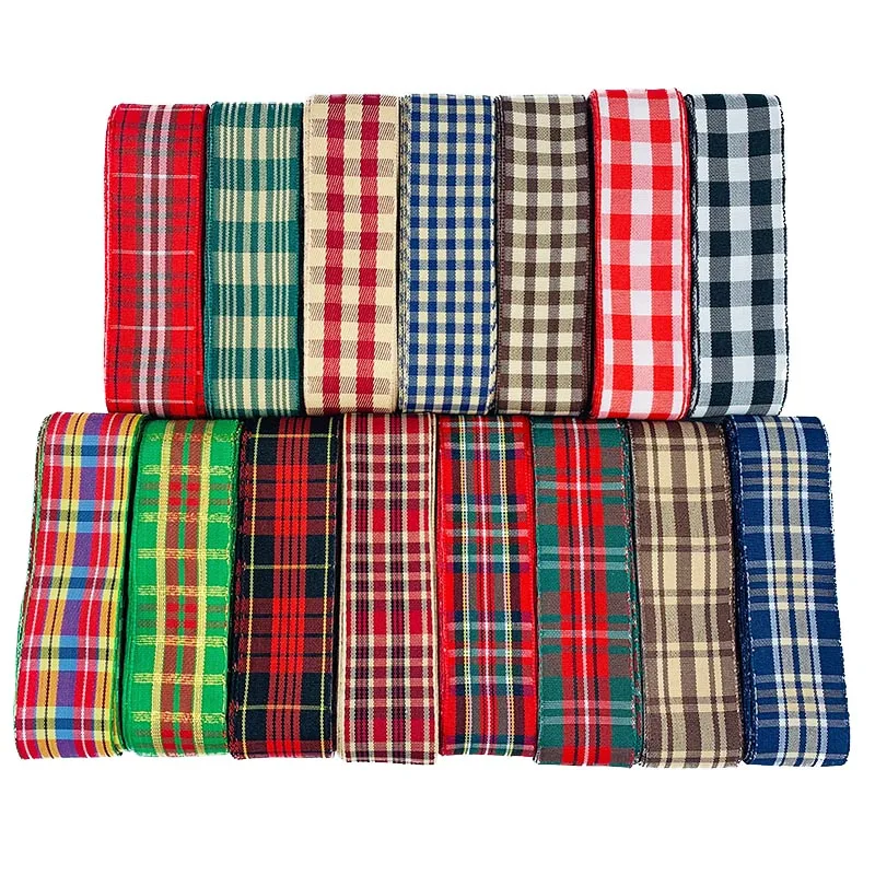 

5 Yards 25mm Plaid Ribbon Grid Printed Ribbon For Christmas Wedding Party Decoration DIY Bow Gift Wrapping Handmand Crafts