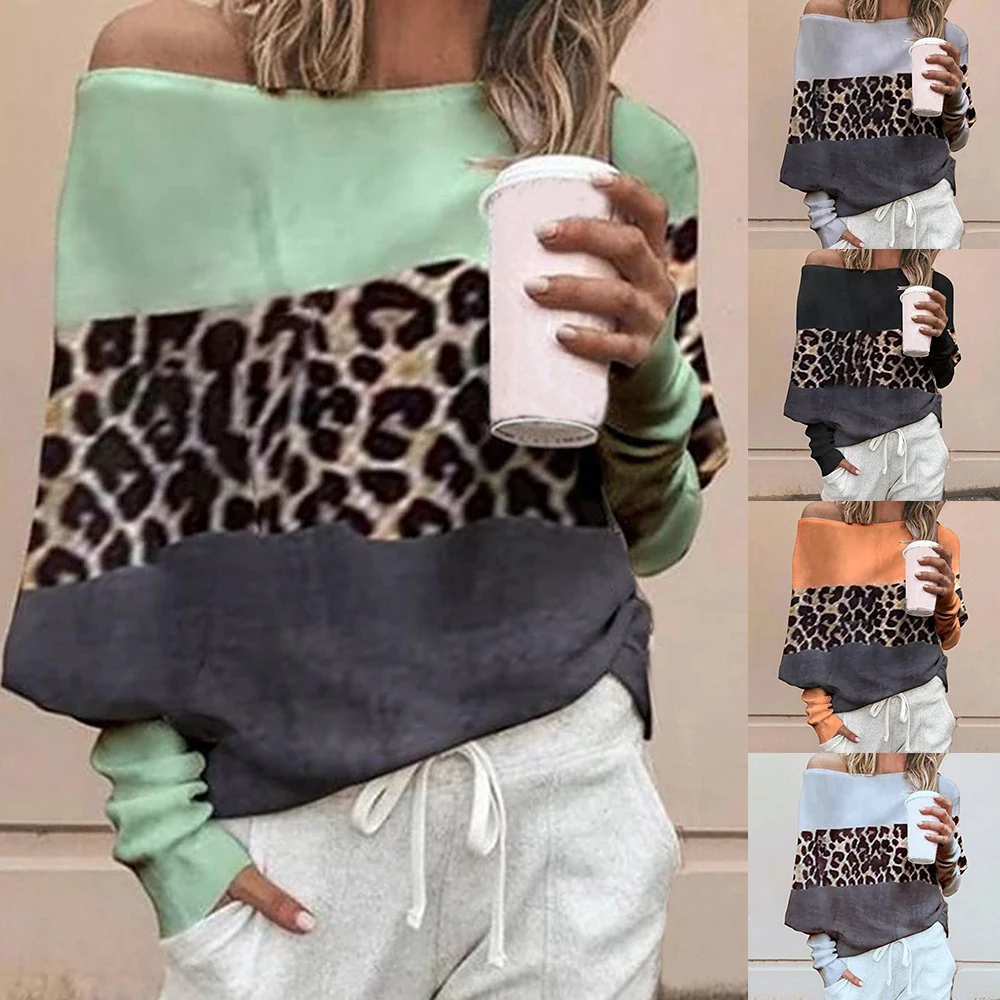 Adisputent 2020 Spring Contrast Color Women Sweater and Pullovers Casual Long Sleeve Pull Femme Off Shoulder Knitted Tops Jumper