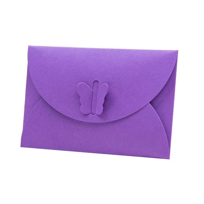 10 Pieces Lot 10.5*7CM Colored Butterfly Buckle Kraft Paper Envelopes Simple Love Retro Buckle Decorative Small Paper Envelope kraft paper envelopes mailing envelopes mini envelopes