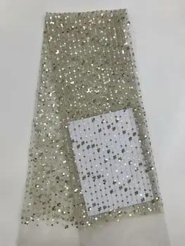 

Latest African Organza Lace Fabric High Quality 5yard Sequins Lace Embroidery French Nigerian Lace Fabric For Wedding Party FD92