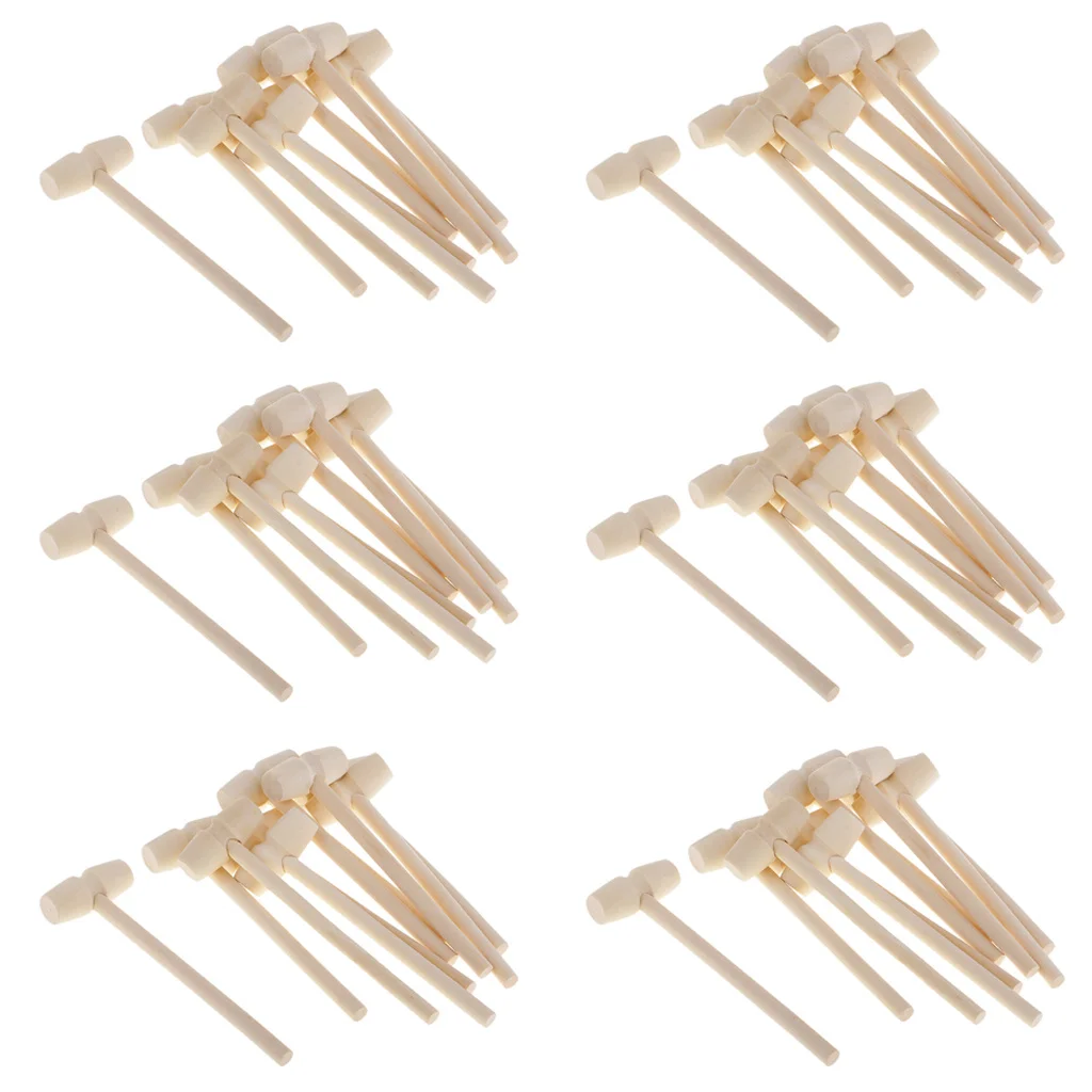 

60 pcs Wood Mini Hammer Jewelry Making Small Hammar Leathercraft and Jewelry Crafts Children Flat Toy Mallet Spot