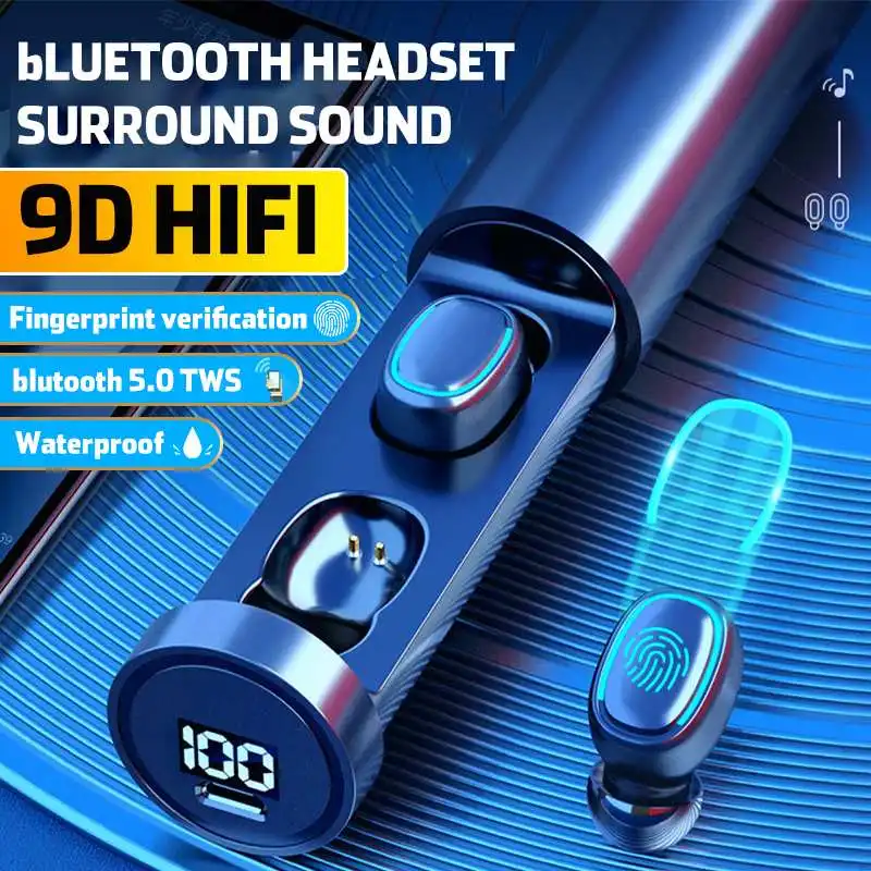 TWS bluetooth 5 0 Earphones Charging Case Wireless Headphones HIFI 9D Stereo TWS Sports Waterproof Earbuds Headsets With Microph