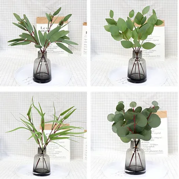 

4pcs Artificial Eucalyptus Leaf PVC Floral Stem Faux Greenery Eucalyptus Leaf For Wedding Party Home Craft Decor Fake Plants
