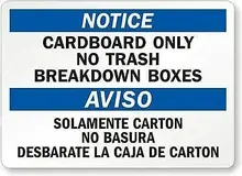 Aviso de papelão somente nenhuns sinais e etiquetas adesivas de aviso das caixas da divisão do lixo