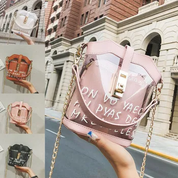 

Women Ladies Large Multi Pocket Transparent PVC Messenger Bag Composite Shoulder Bag