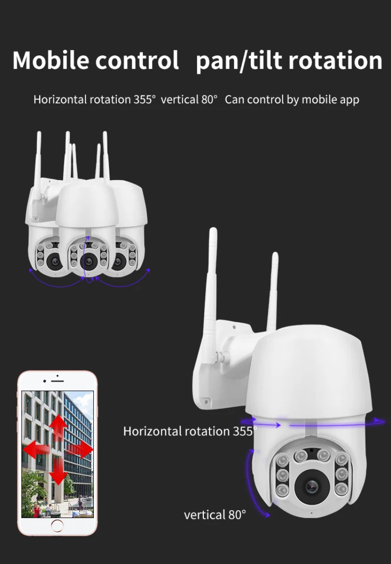 1080P PTZ IP камера Wifi наружная скорость купольная беспроводная видеокамера с Wi-Fi панорамирование наклона 4X цифровой зум 2MP сети видеонаблюдения