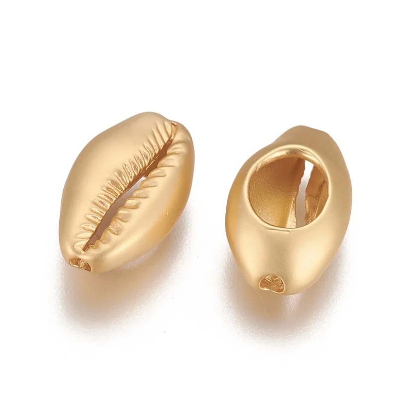 Латунные бусины в форме раковины Cowrie 10 шт. долговечные матовые золотого цвета для