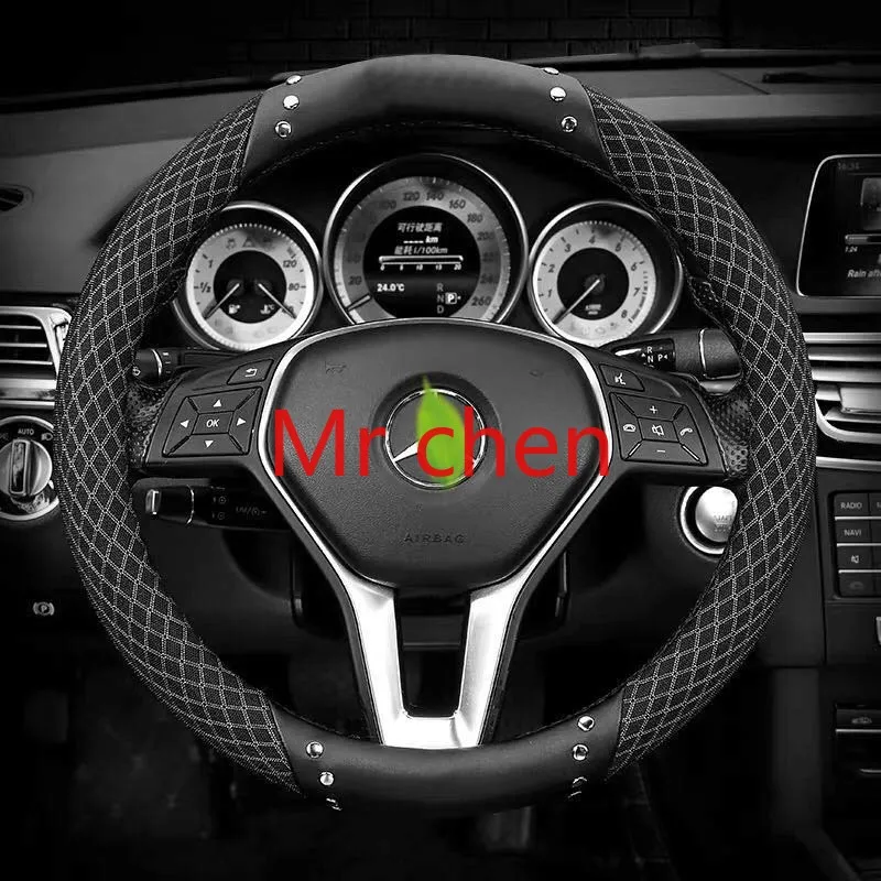 

Universal steering wheel cover leather handle ventilation accessories for Benz A-class C-class E-class GLC gla