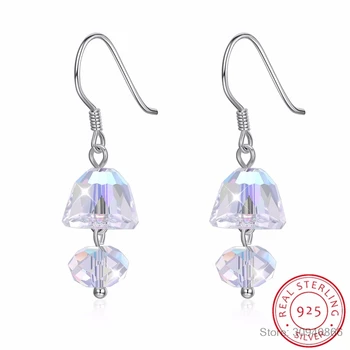 

Crystal for Women Round Crystal Drop Earring Fine Jewelry 925 Sterling Sliver Brincos de Prata