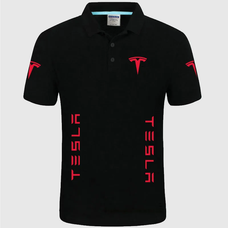 Мужская рубашка поло Tesla, хлопковая рубашка с коротким рукавом, брендовые майки, летние топы