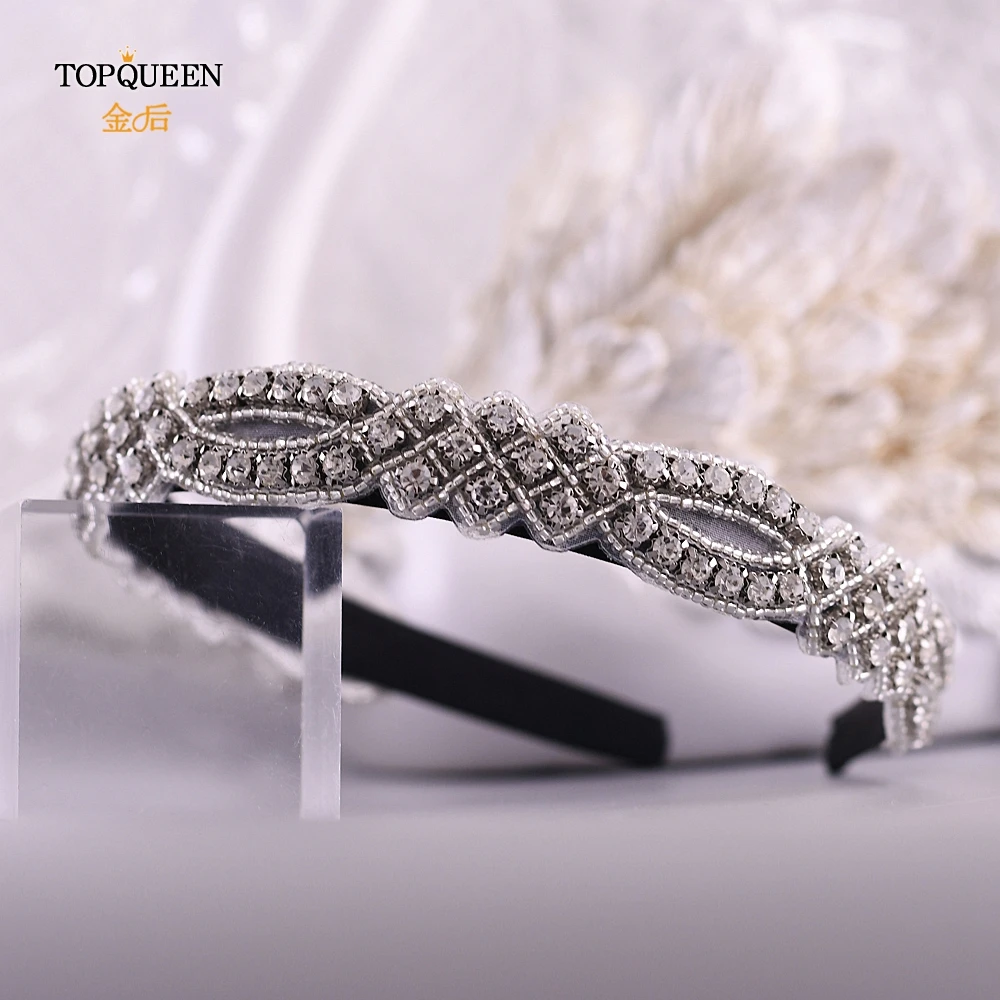TOPQUEEN, S332-FG, свадебные стразы, аксессуары для волос, свадебная тиара, головные уборы, серебряные стразы, повязка на голову, барокко, лента для волос