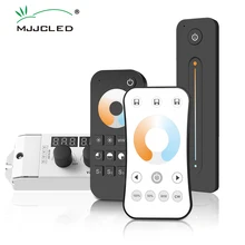 MJJC WW CW LED Controller 12v 24v DC 16A 2.4G RF Wireless Dimmable Knob Remote Control Driver for Dual White LED Strip CCT Light
