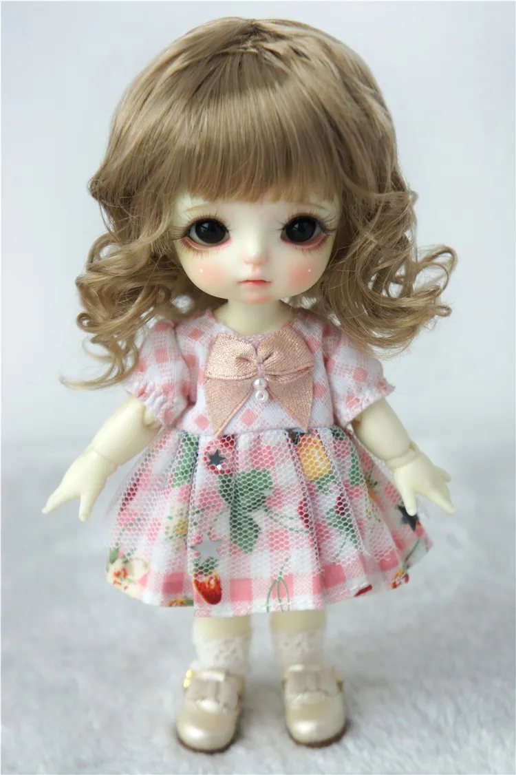 JD260 1/8 1/6 красивый синтетический мохер BJD парики Размер 5-6 дюймов 6-7 дюймов кукольные волосы леди слегка волнистые волосы bjd - Цвет: 5-6inch LBrown SM4B