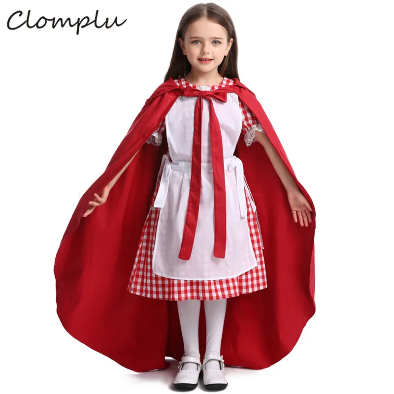 Clomplu/костюм для хеллоуина с красной шапочкой для маленьких девочек; детский маскарадный костюм; Fantasia; маскарадные костюмы в стиле аниме; один комплект