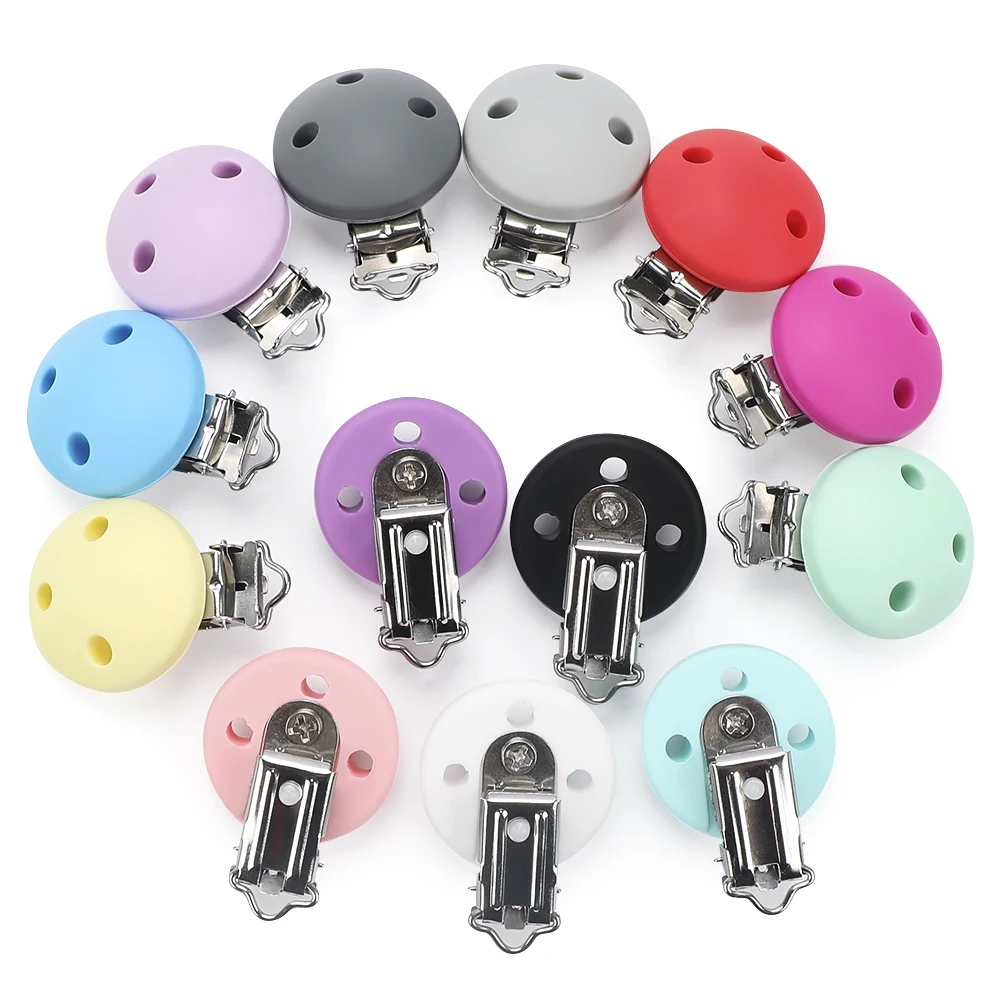 TYRY.HU round silicone clip 3 pcs/set of Pacifier clip Pacifier chain accessories silicone dummy Pacifier chain set afbeelding