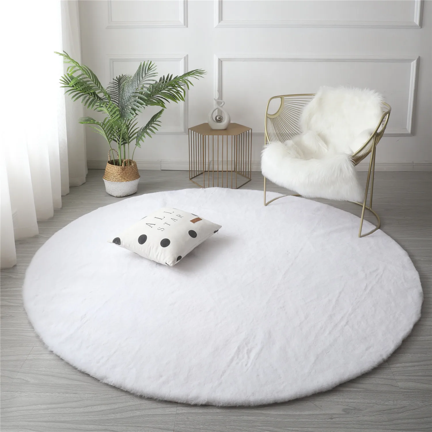 Fluffy Rugs Anti-Skid Rug Dining Room Floor Mat Faux Fur Luxury decoration 30cm 